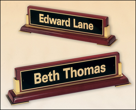 Rosewood Nameplate with metal accents